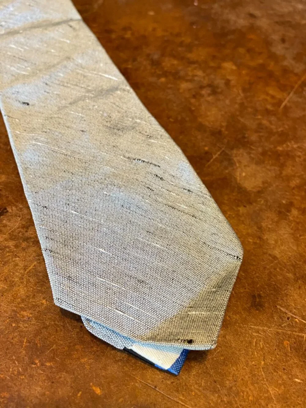 1960s Blue Slim Skinny Tie With Stripes Vintage